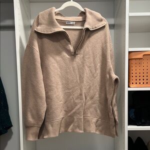 Beige Ribbed Women Sweater